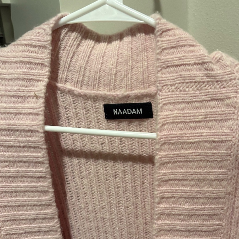 NAADAM Merino Wool & Cashmere Shawl Cardigan Ballet Light Pink Size Medium - Picture 3 of 4